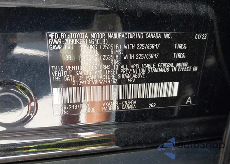 2023 Toyota Rav4 Xle z USA, uszkodzony, nr VIN 2T3W1RFVXPW249197